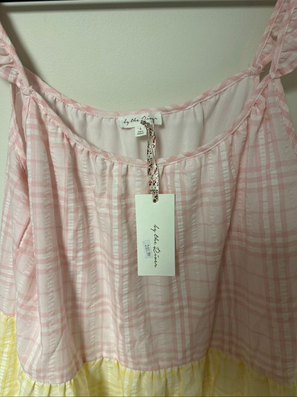 NWT By The River Tiered Plaid Midi Dress Large $280 - Picture 4 of 6